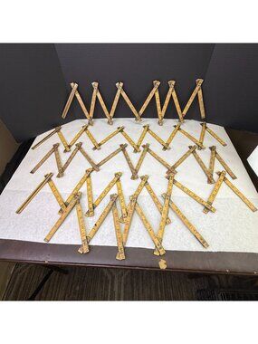 Vintage Lot of 5 Folding Wood Rulers for Crafts